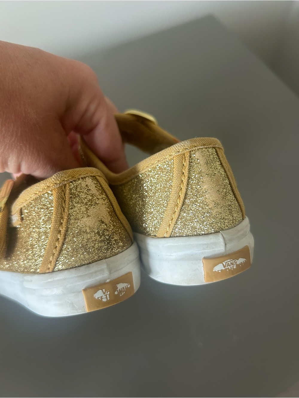 Vans Girls Gold Glitter Mary Jane Sneakers - Picture 3 of 6